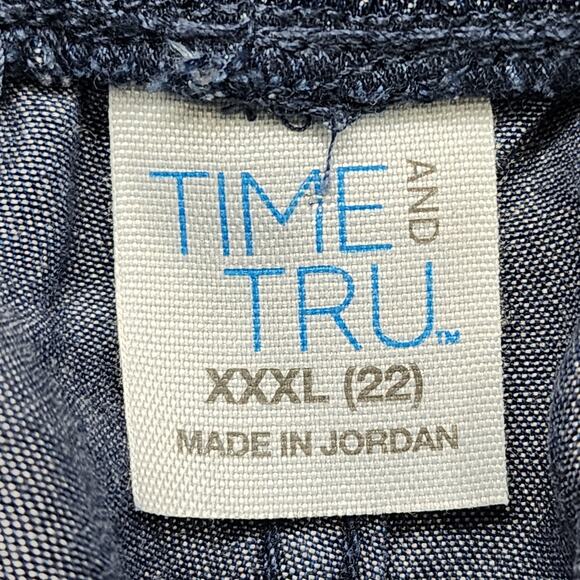 Time and Tru Shorts Womens XXXL (22) Blue Pull On Chambray Frayed Hem Drawstring - Picture 3 of 10